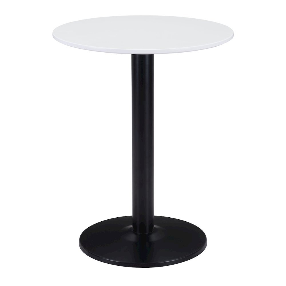Bistro Table, White & Black, Round MDF Top, Steel Base