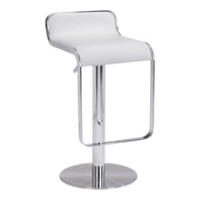 White Bar Stool, Faux Leather, Adjustable Height, Swivel