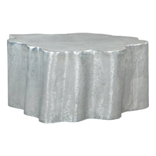 Coffee Table, Antique Silver, Round Aluminum, 90 lb Support