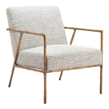Accent Chair, Beige Frost Fabric, Forged Steel Legs