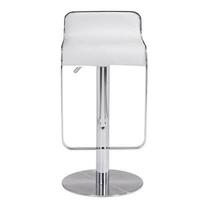 White Bar Stool, Faux Leather, Adjustable Height, Swivel