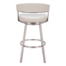 Bar Stool, White Faux Leather, Swivel, Self-Centering, Steel Legs