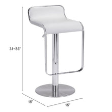 White Bar Stool, Faux Leather, Adjustable Height, Swivel