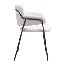 Dining Chairs Set of 2, Cream Shearling Style Fabric, Steel Legs
