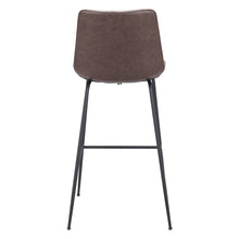 Bar Stool, Brown Faux Leather, Steel Legs, Ergonomic Footrest