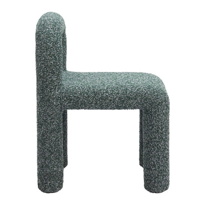 Dining Chairs Set of 2, Snowy Green Fabric, Poplar Wood Legs