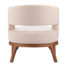 Accent Chair, Beige Polyester Fabric, Solid Ash Wood Legs