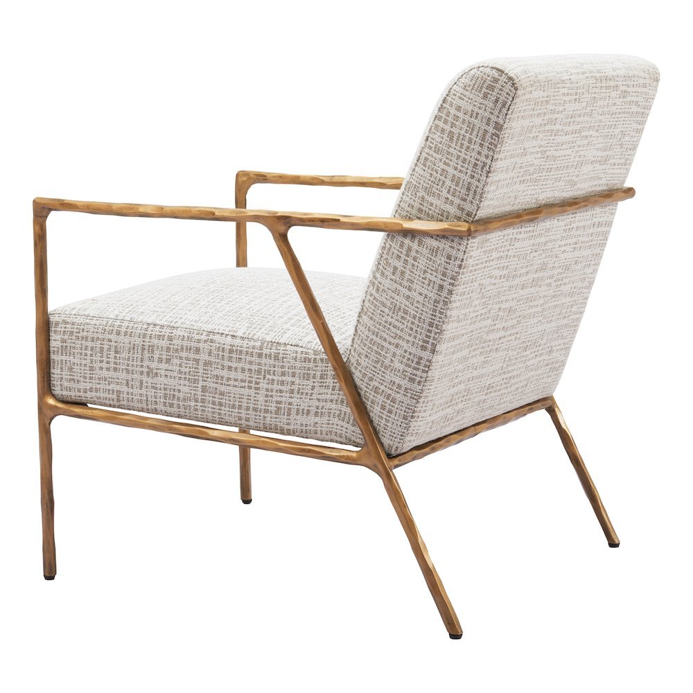 Accent Chair, Beige Frost Fabric, Forged Steel Legs