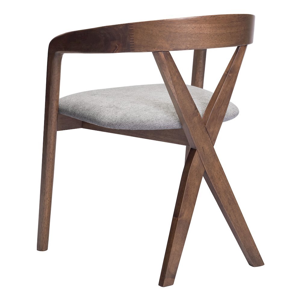 Dining Chair, Dove Gray Polyester Linen Fabric, Rubberwood Legs