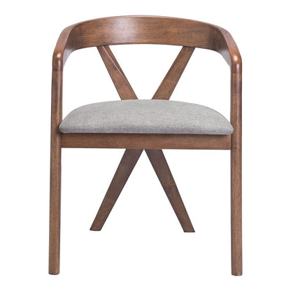 Dining Chair, Dove Gray Polyester Linen Fabric, Rubberwood Legs