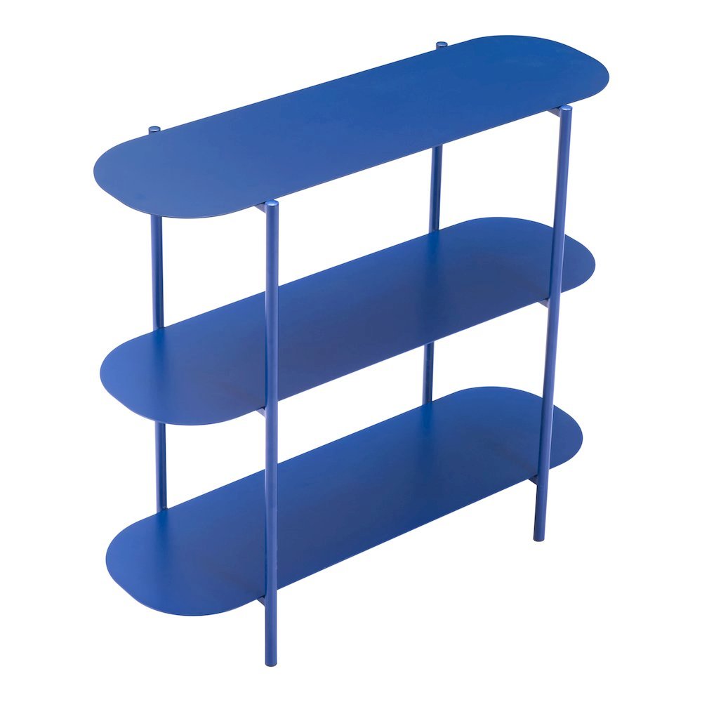 Console Table, Blue, Oval Steel Top, Powder Coated