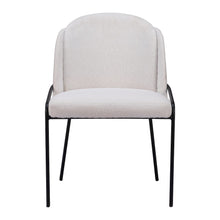 Dining Chairs Set of 2, Ivory Shearling Style Fabric, Steel Legs