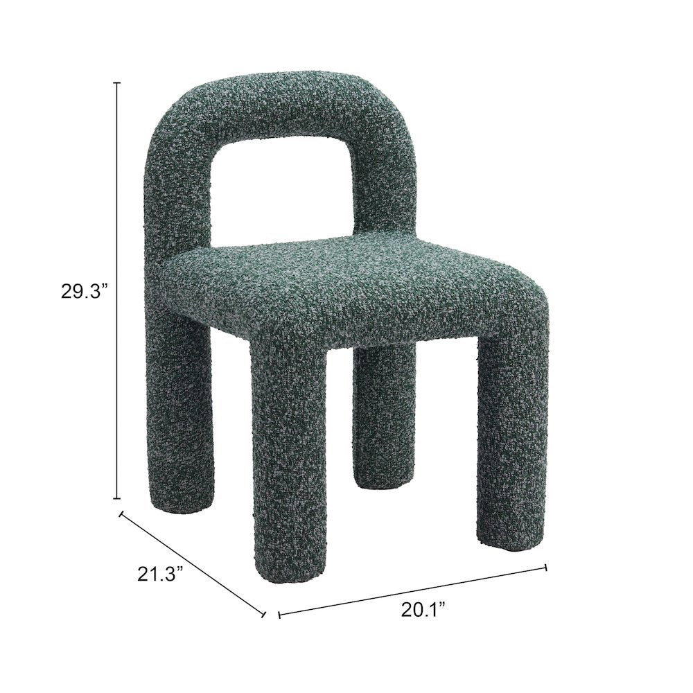 Dining Chairs Set of 2, Snowy Green Fabric, Poplar Wood Legs