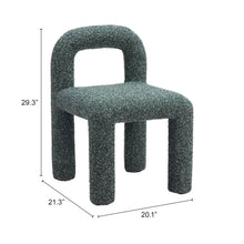 Dining Chairs Set of 2, Snowy Green Fabric, Poplar Wood Legs