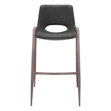 Bar Stools Set of 2, Black Faux Leather, Faux Wood Steel Legs