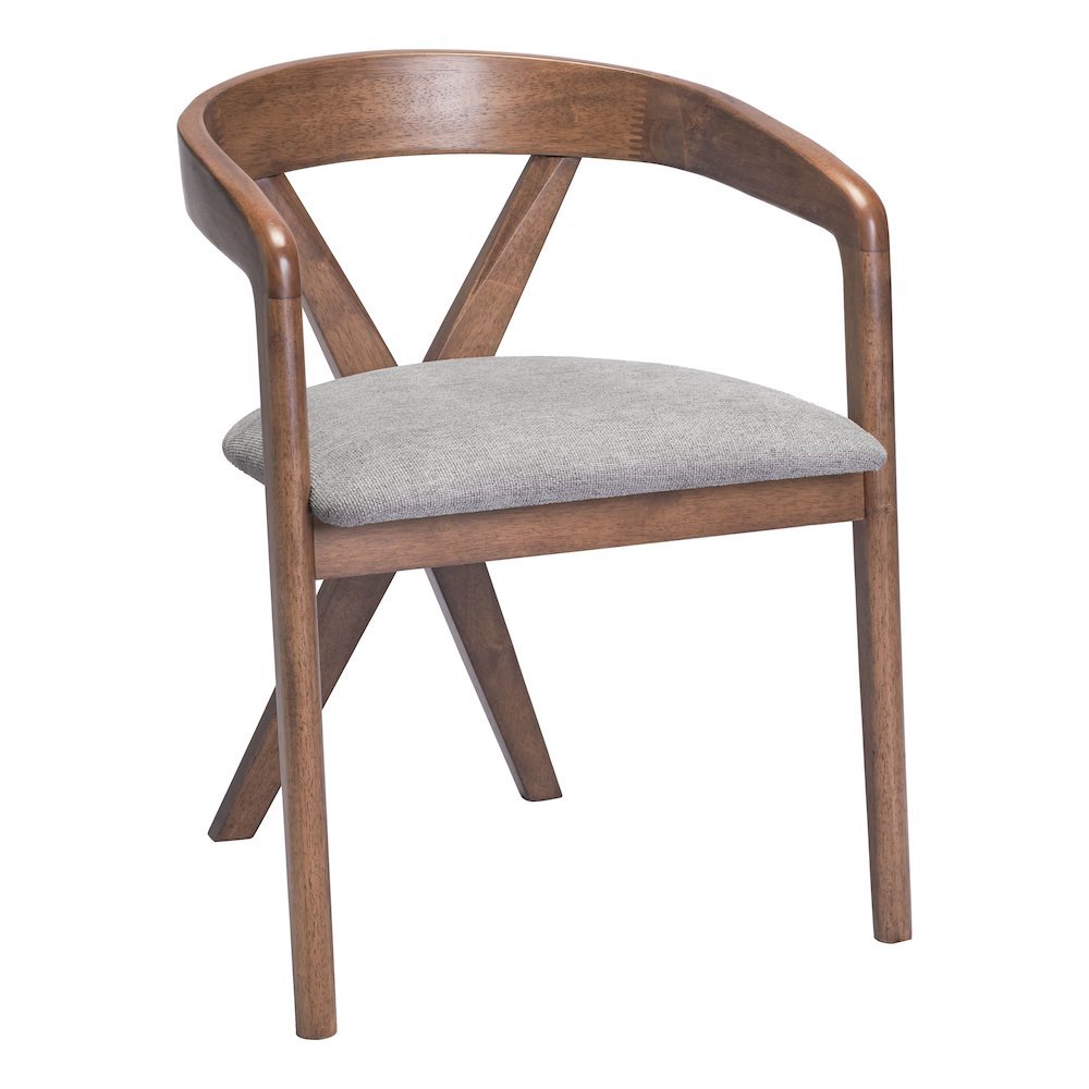 Dining Chair, Dove Gray Polyester Linen Fabric, Rubberwood Legs