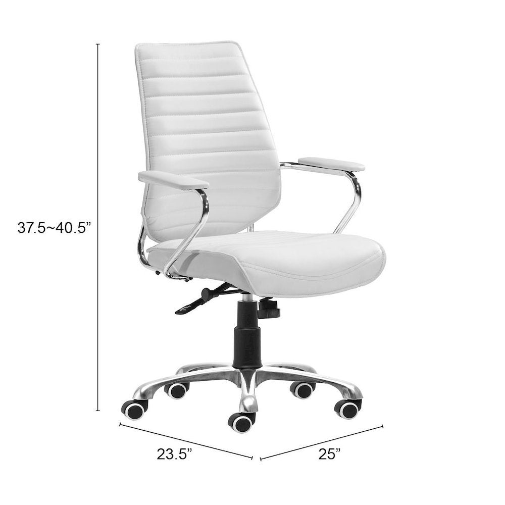 Low Back Office Chair, White, Tufted, Tilt Function, Swivel