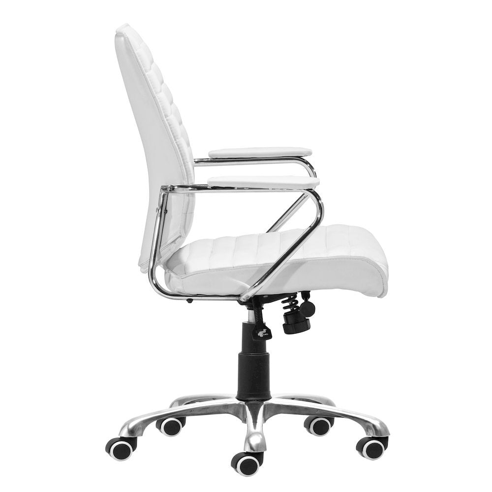 Low Back Office Chair, White, Tufted, Tilt Function, Swivel