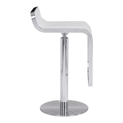 White Bar Stool, Faux Leather, Adjustable Height, Swivel