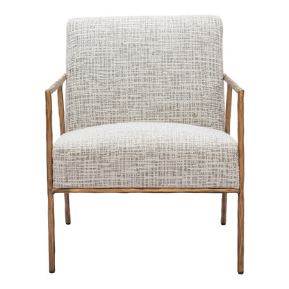 Accent Chair, Beige Frost Fabric, Forged Steel Legs
