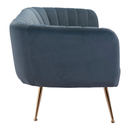 Sofa, Gray Velvet Fabric, 3-Seater, Steel Legs, Armrest Support
