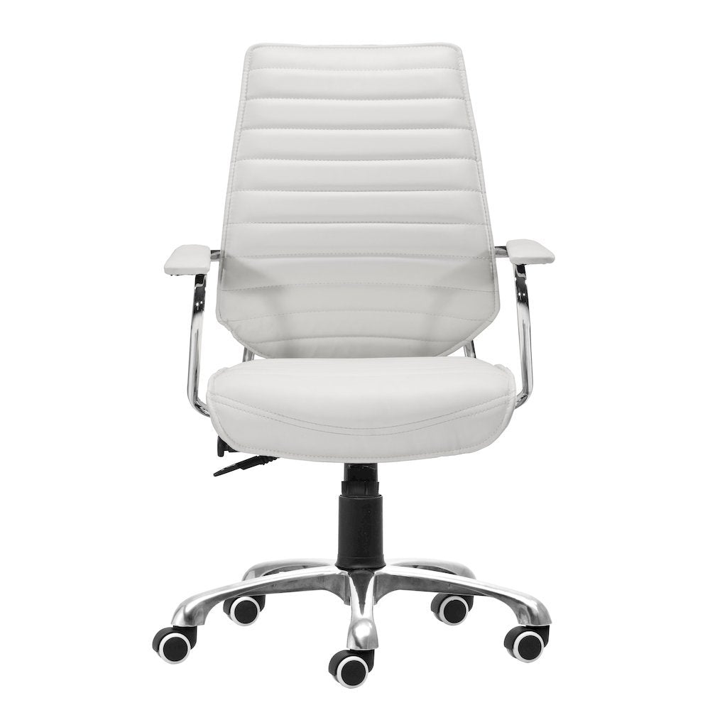 Low Back Office Chair, White, Tufted, Tilt Function, Swivel