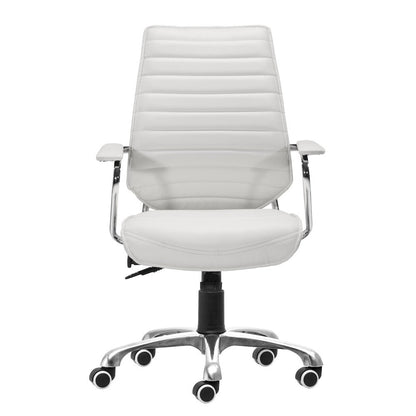 Low Back Office Chair, White, Tufted, Tilt Function, Swivel