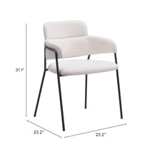 Dining Chairs Set of 2, Cream Shearling Style Fabric, Steel Legs