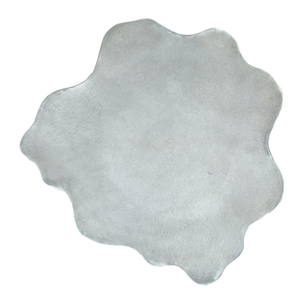 Coffee Table, Antique Silver, Round Aluminum, 90 lb Support