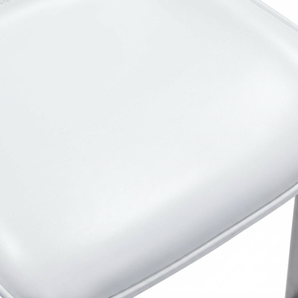 White Counter Chairs Set of 2 with Brushed Stainless Accents, Modern Design