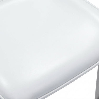 White Counter Chairs Set of 2 with Brushed Stainless Accents, Modern Design