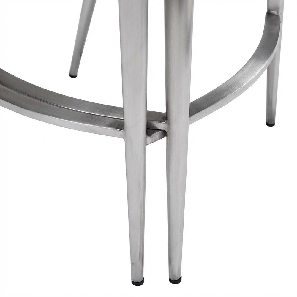 White Counter Chairs Set of 2 with Brushed Stainless Accents, Modern Design