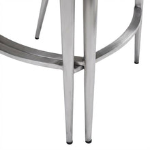 White Counter Chairs Set of 2 with Brushed Stainless Accents, Modern Design