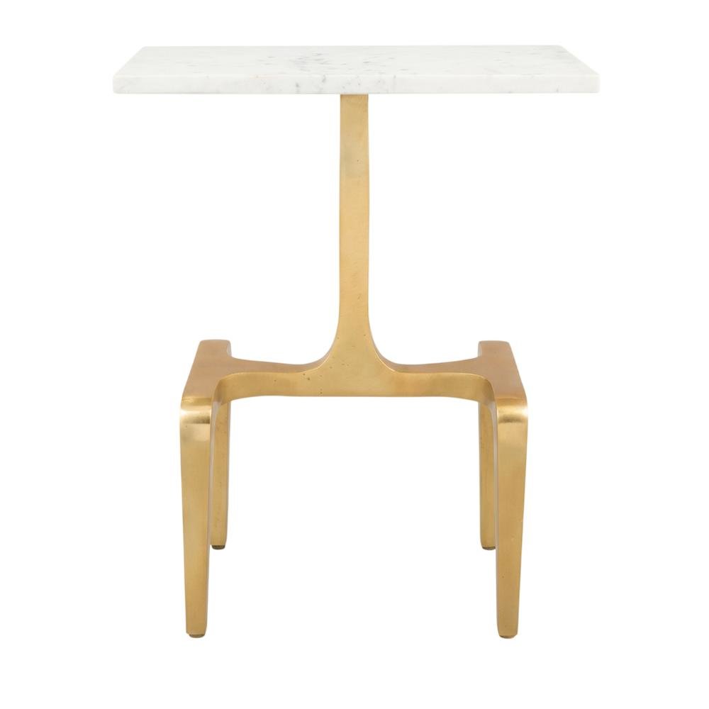 White MDF Side Table with Natural Marble Top and Modern Style