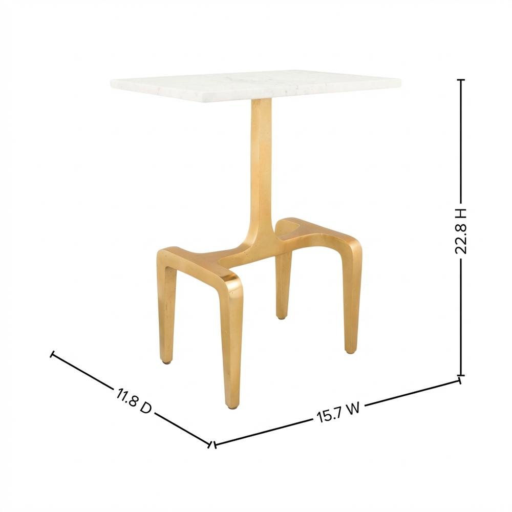 White MDF Side Table with Natural Marble Top and Modern Style