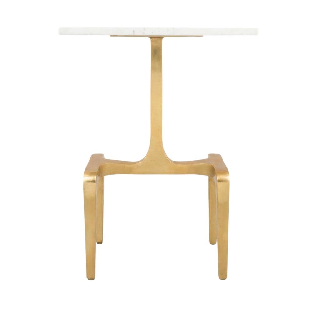 White MDF Side Table with Natural Marble Top and Modern Style