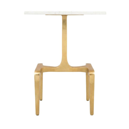 White MDF Side Table with Natural Marble Top and Modern Style