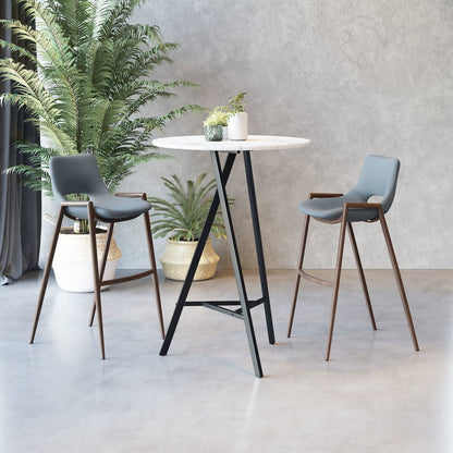 Desi Barstool (Set of 2) Azure Gray & Walnut