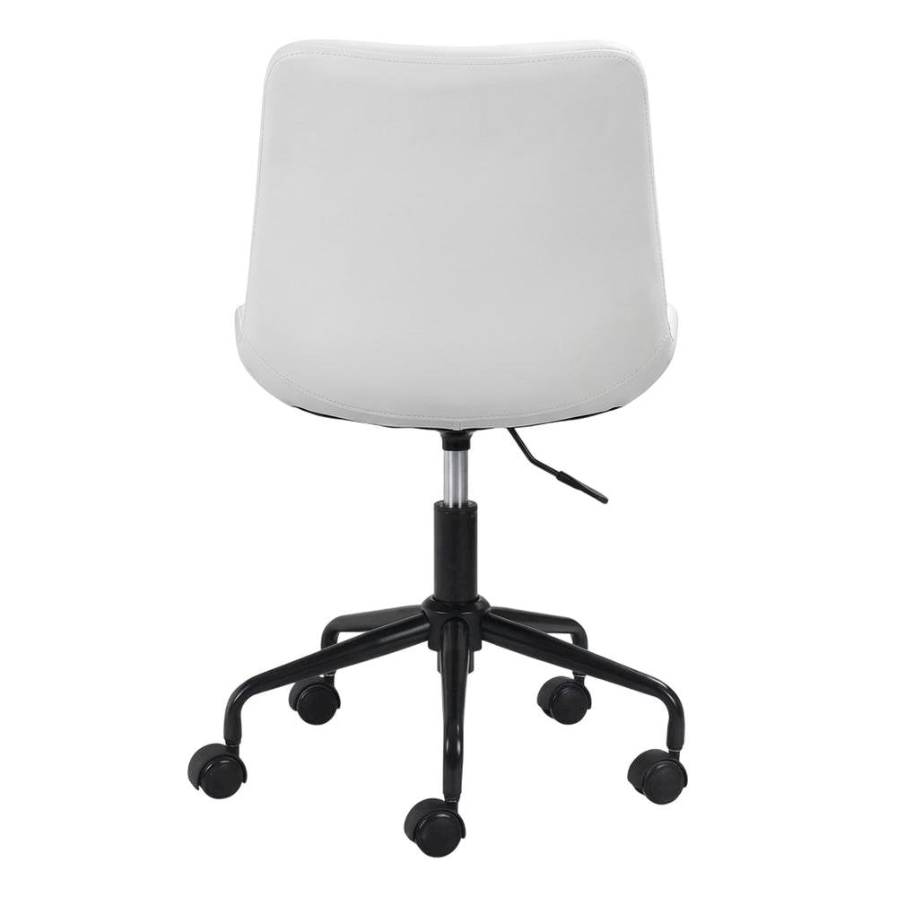 White Mid-Back Office Chair with Plywood Frame and Polyurethane Upholstery