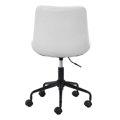 White Mid-Back Office Chair with Plywood Frame and Polyurethane Upholstery