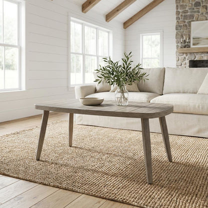 Brown Aluminum Coffee Table with Modern Rectangle Top and Lightweight Frame