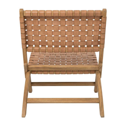 Brown lounge chair with modern design and solid acacia wood frame