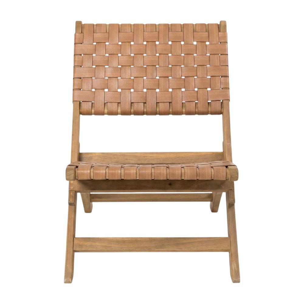 Brown lounge chair with modern design and solid acacia wood frame