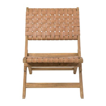 Brown lounge chair with modern design and solid acacia wood frame
