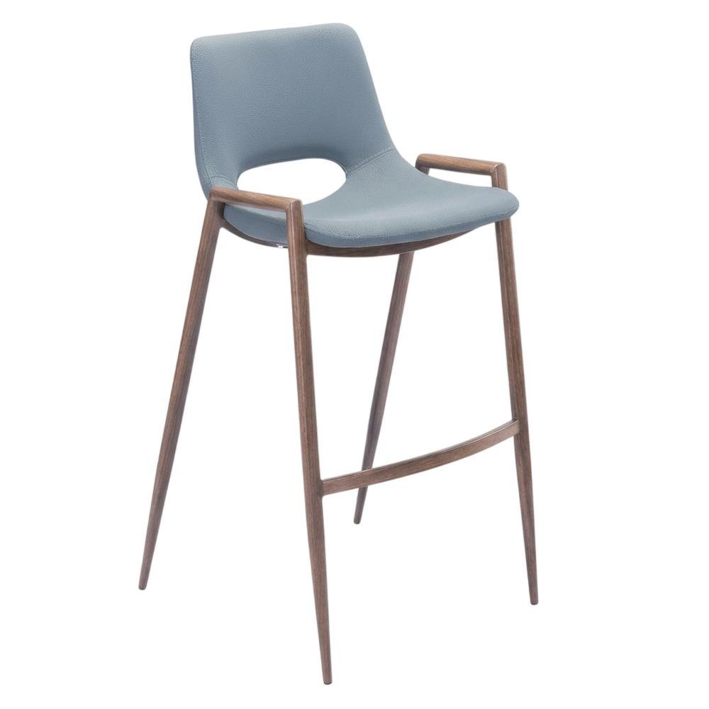 Gray Desi Modern Bar Stool Set of 2 with Plywood Frame and Polyurethane Upholstery