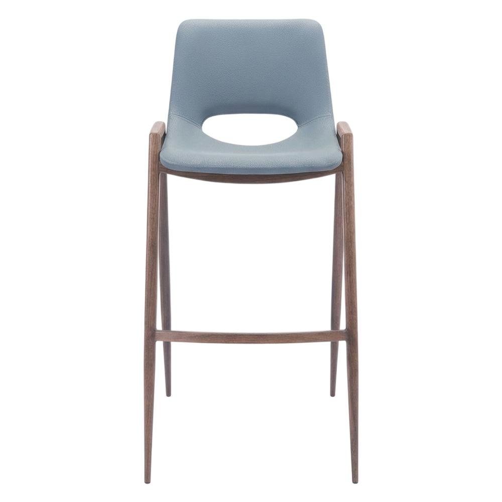 Gray Desi Modern Bar Stool Set of 2 with Plywood Frame and Polyurethane Upholstery