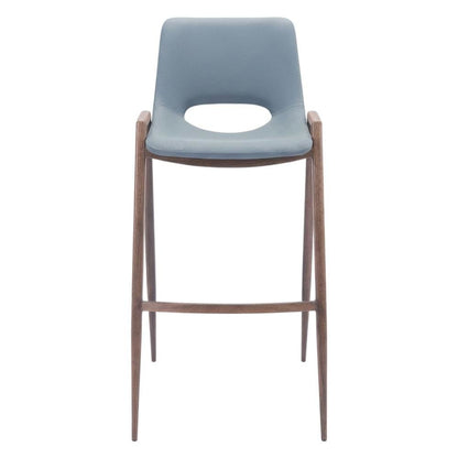 Gray Desi Modern Bar Stool Set of 2 with Plywood Frame and Polyurethane Upholstery