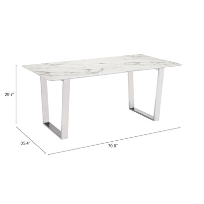 Atlas Dining Table White & Silver