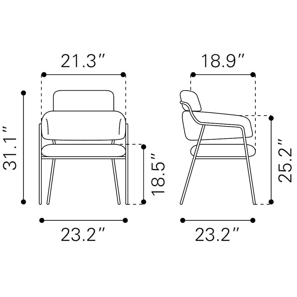 Marcel Dining Chair (Set of 2) Brown