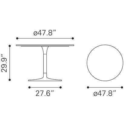 Metropolis Dining Table Gray & Silver